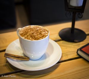 Cinnamon capuccino. at Pop Art Cafe in Foz Do Iguacu