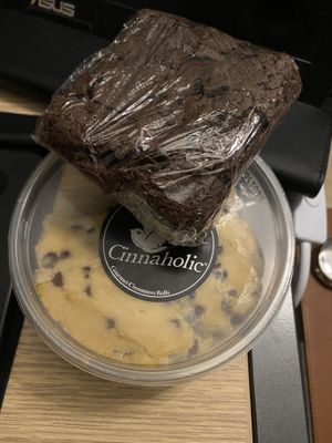 Cookie dough and brownie  at Cinnaholic in Los Angeles