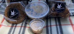 Cinnadoodle Cookie, Cookie Dough (8 oz), Baby Buns with chocolate frosting. Absolutely killer.  at Cinnaholic in Los Angeles