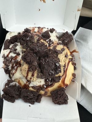 Cookie Monster with added brownie bites  at Cinnaholic in Los Angeles