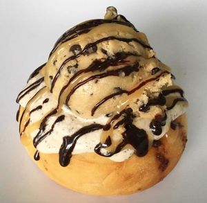 Coffee Frosting, Cookie Dough, Caramel Sauce & Chocolate Sauce! at Cinnaholic in Los Angeles