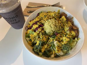 Costal Macro Bowl: marinated tempeh, edamame hummus, sunflower seed dressing, sesame seeds😋  at Kokomo in Vancouver