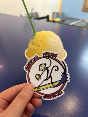 Pineapple, lychee, and coconut ice cream  at Surfing Monkey Shave Ice in Kihei
