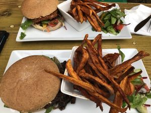 Mushroom / wheat burger  at Eat of Eden in South West London