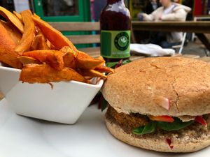 Bean burger at Eat of Eden in South West London