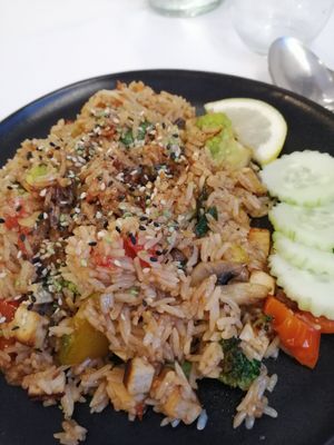Tofu con arroz y verduras at Prick Thai in Cambrils