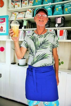 Ragnar, of the Palma staff, loves the palma ice coffee! at Palma Kiosk & Kaffebar in Sarpsborg