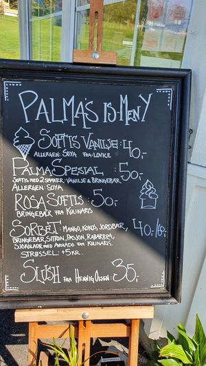 Some of the menu at Palma Kiosk & Kaffebar in Sarpsborg