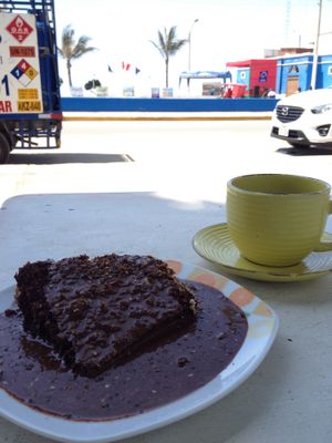 Chocolate cake with a lot of chocolate!!!! at Moksha Yoga and Surf Hostel in Huanchaco