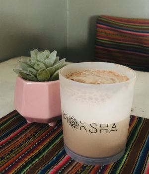 Coffeeholic (so good!!! Ask for the vegan version)  at Moksha Yoga and Surf Hostel in Huanchaco