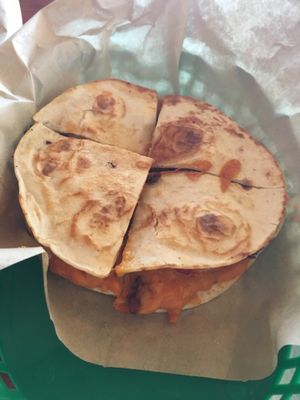 “shrimp” quesadilla  at The Buzz Mill in San Marcos