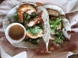 Vegan Baja “shrimp” tacos at The Buzz Mill in San Marcos