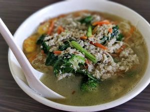 Ginger Mee Sua soup with egg at SHU Vegetarian 蔬方斋 - Ang Mo Kio  in Northeast Singapore