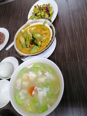 Bitter guod soup, curry fish head and petai at SHU Vegetarian 蔬方斋 - Ang Mo Kio  in Northeast Singapore