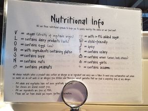 nutritional info at Tibits in South East London