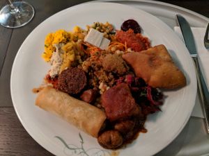 A plate with some if the vegan food at Tibits in South East London