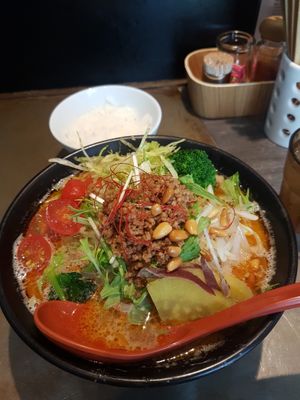 Vegan tantanmen with extra vegetables at Soranoiro in Tokyo
