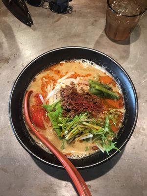 Gluten free vegan Tan tan spicy ramen at Soranoiro in Tokyo