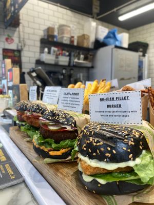 No fish burger at Vburger Camden in North West London