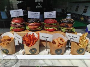 Burguers on display at Vburger Camden in North West London