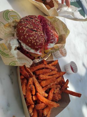 Deluxe burger at Vburger Camden in North West London