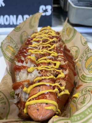 Hot dog  at Vburger Camden in North West London