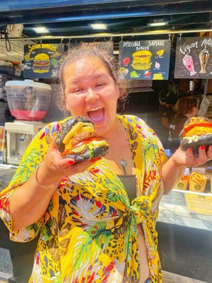 Happy customer  at Vburger Camden in North West London