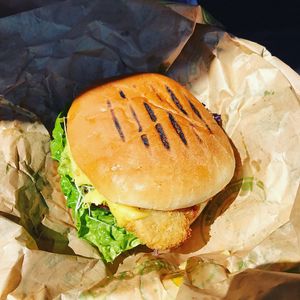 Seitan Burger with extra cheese and avo  at Vburger Camden in North West London