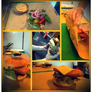 V burger Camden. Fresh, juicy and 3 flavours options - I'm in heaven!  at Vburger Camden in North West London