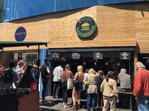 sunny day at Vburger camden  at Vburger Camden in North West London