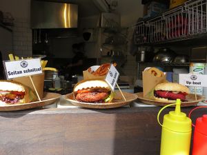 display on counter, Vburger at Vburger Camden in North West London