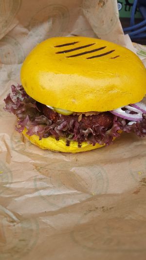 Up beet burger at Vburger Camden in North West London