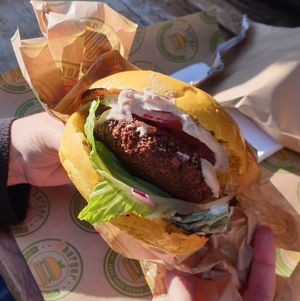 Falafel burger  at Vburger Camden in North West London