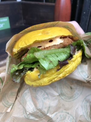 Schnitzel sandwich at Vburger Camden in North West London