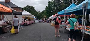 Stalls at Falls Church City Farmers Market in Falls Church