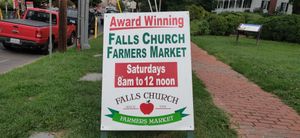 Entrance sign at Falls Church City Farmers Market in Falls Church