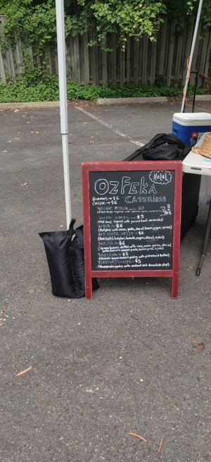 Vegan items at Ozfeka at McLean Farmers Market in Mclean