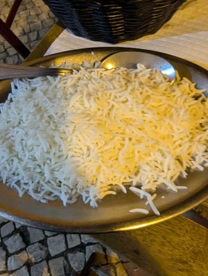 White rice comes with curry at Sanskar Nepal in Lisbon