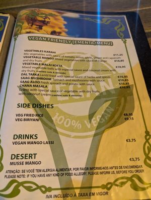 Vegan menu 2 at Sanskar Nepal in Lisbon