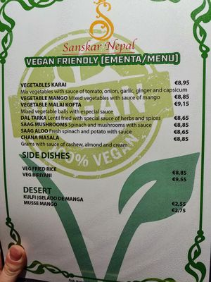 Menu at Sanskar Nepal in Lisbon