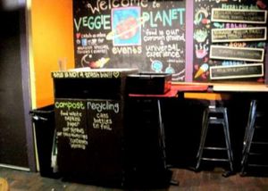 Inside at Veggie Planet in Cambridge