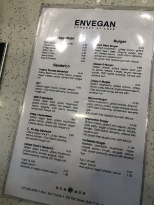 Menu 1 at enVegan in Morrow