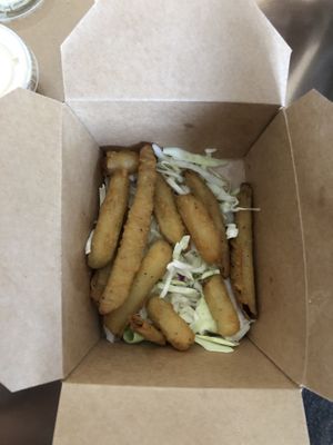 I was super excited to try out this restaurant while I’m visiting downtown ATL! However, it was very disappointing to get this box of pickle fries that I paid $5.95 for.  at enVegan in Morrow