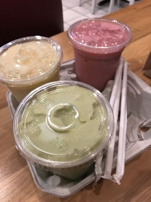 Pineapple, avocado, and strawberry smoothies at enVegan in Morrow