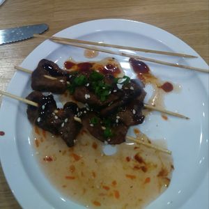 BBQ Beef kabobs at enVegan in Morrow