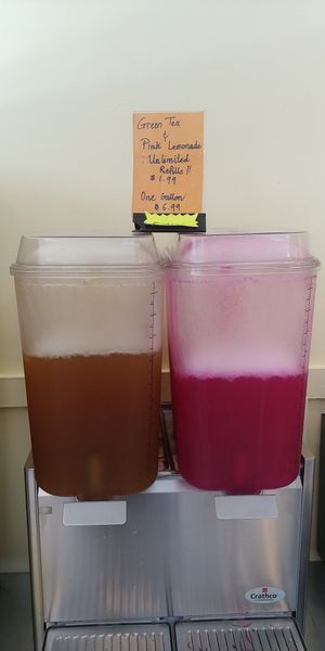 Sweet tea is not actual sweet tea. It is green tea that is sweetened and has a strong jasmine flavor to it. However, the Pink lemonade is good. It does have a little bit of a beet  at enVegan in Morrow