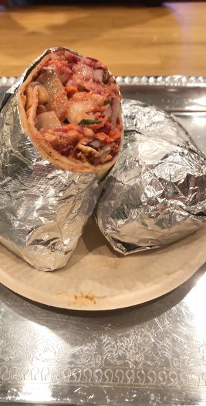 Chicken black bean burrito at enVegan in Morrow