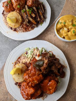 Jerk Mac n Cheese and 2 plates at Dajen Eats in Eatonville