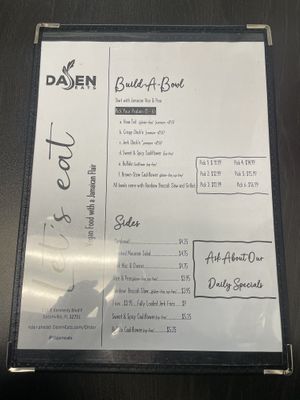 Menu   at Dajen Eats in Eatonville
