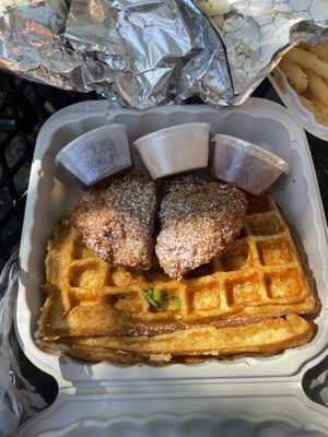 chicken and waffles   at Dajen Eats in Eatonville
